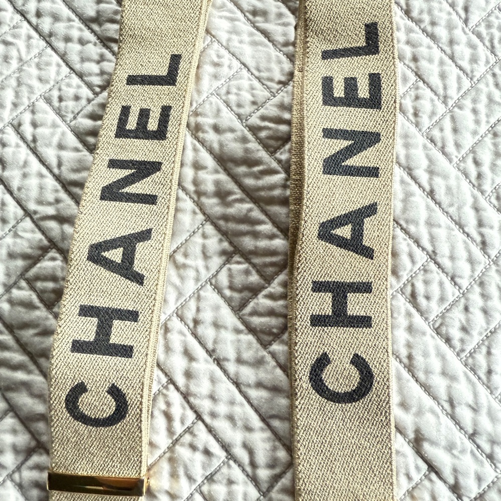 Chanel Beige Canvas Suspenders